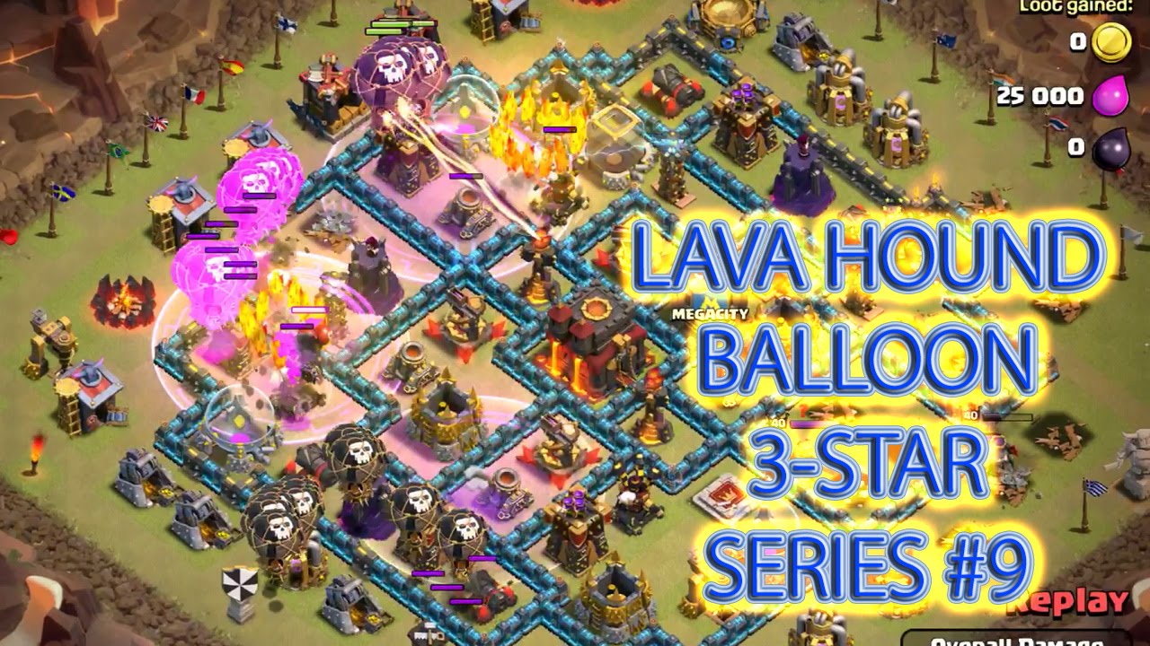 Lava hound attack strategy episode 9 - combo with 2 golem destroy maxed town hall 10