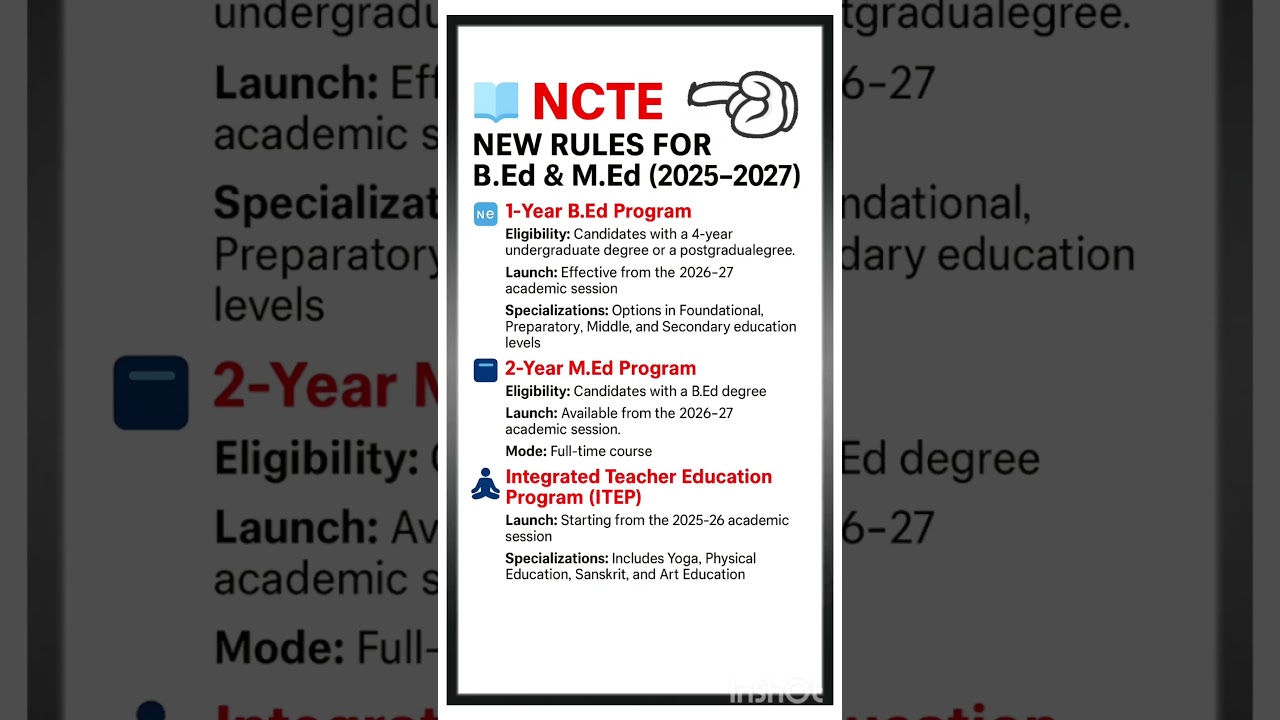 📚 NCTE New Rules for B.Ed & M.Ed (2025&ndash;2027) #upbed #bedexam #ncte #teaching #ugcnet #education