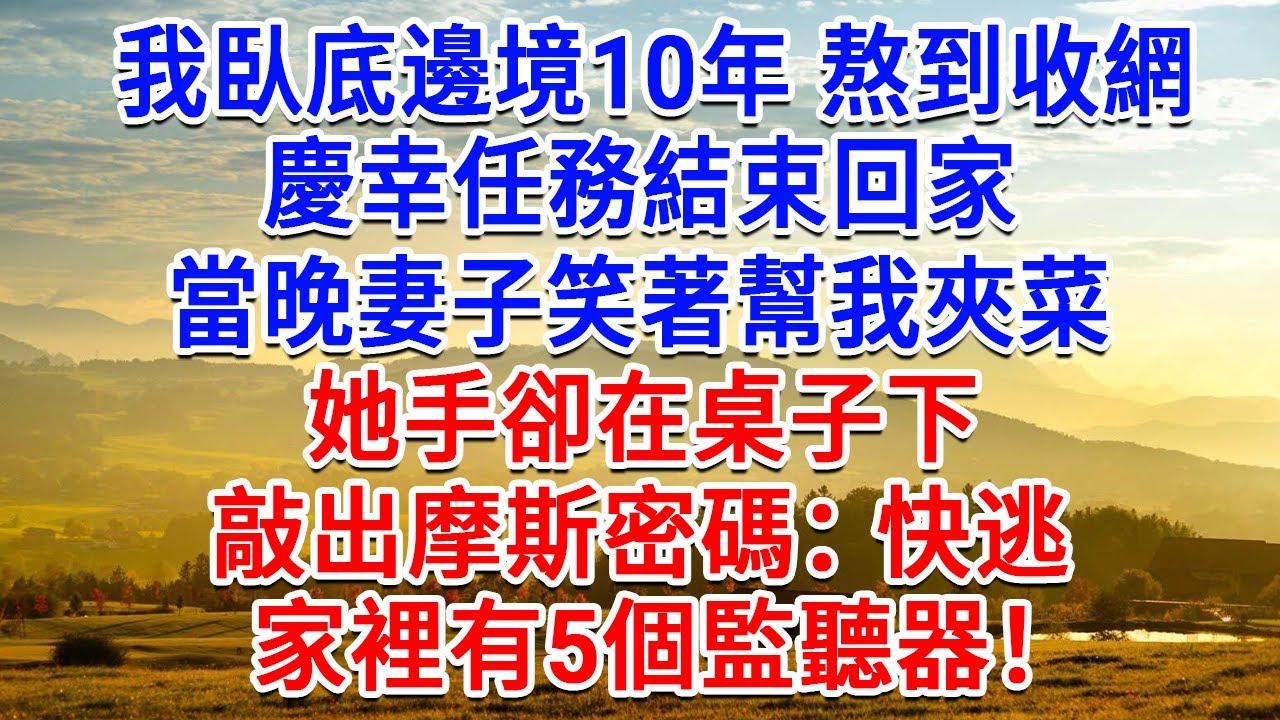我臥底邊境10年熬到收網，慶幸任務結束回家，當晚妻子笑著幫我夾菜，她手卻在桌子敲出摩斯密碼：快逃，家裡有5個監聽器！随后发生的事 我傻眼了！#為人處世#生活經驗#情感故事#故事#小說#戀愛#情感#婚姻