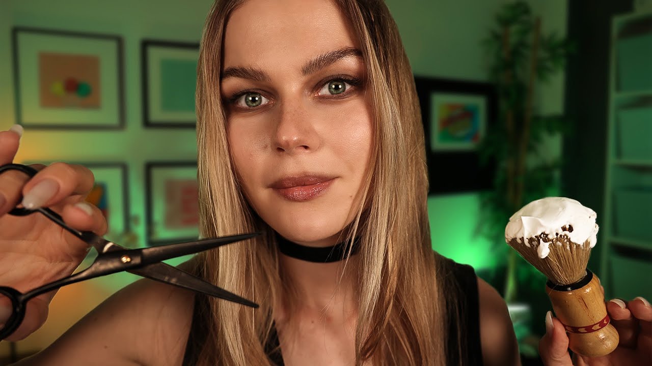 ASMR  My Sassy Twin Alisa Shaving Your Beard & Cutting Your Hair RP ~ Soft Spoken Personal Attention
