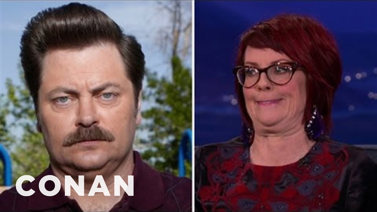 Megan Mullally Taught Nick Offerman How To Laugh | CONAN on TBS