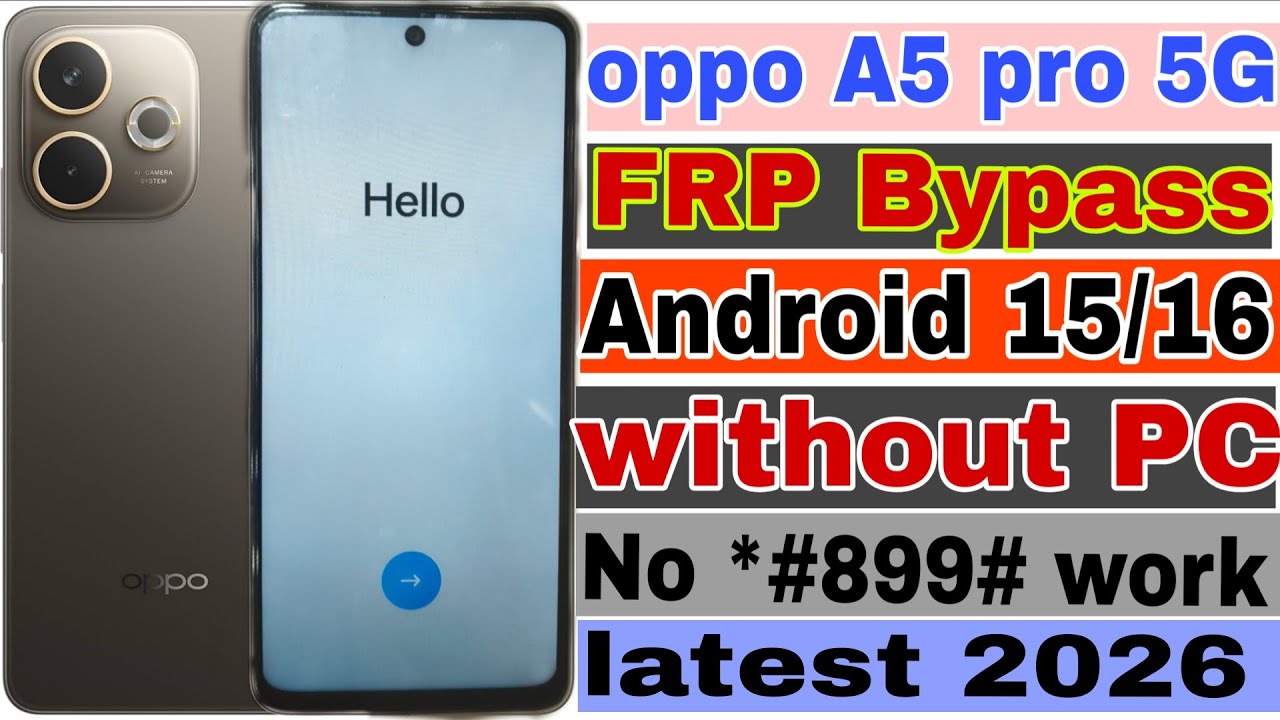 Oppo A5 Pro Frp Bypass /New Tricks 2026 Without Pc Google account remove 💯