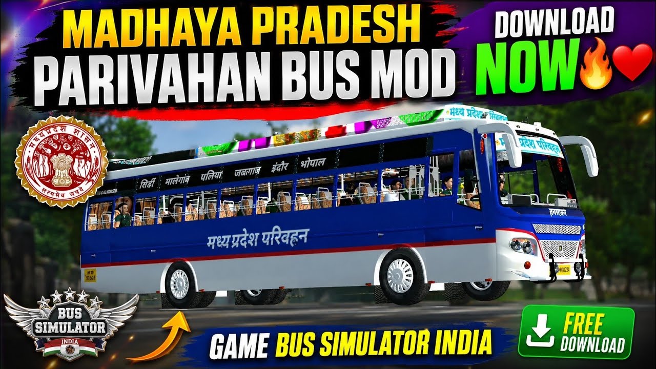 🔥 Madhya Pradesh Parivahan Bus Mod Download Now ❤️ | Bus Simulator India New MP Bus Mod 