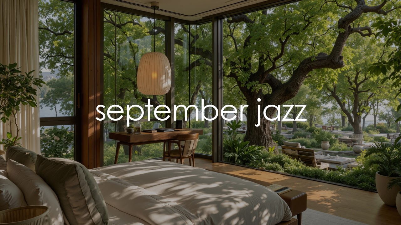 Soft September Jazz In A Sunlit Garden Bedroom | Piano Music For Focus, Reading & Stress Relief