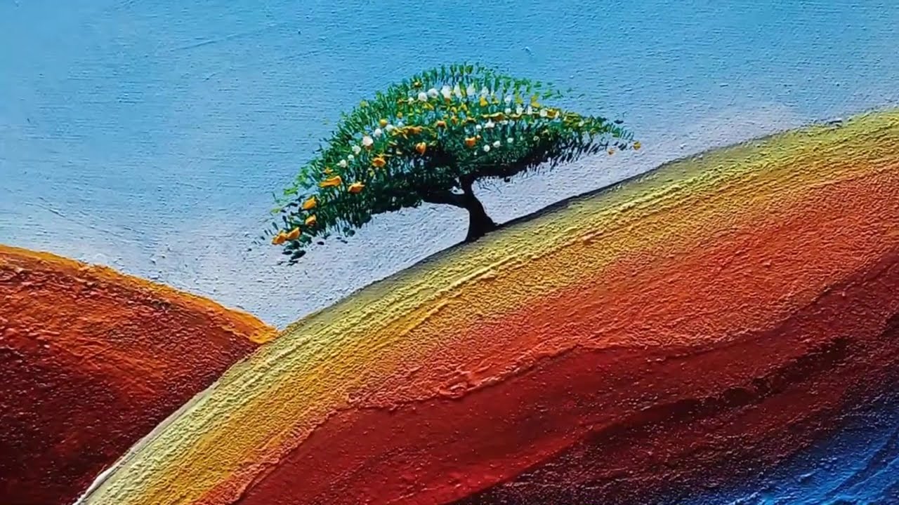 The SECRET of Texture: Acrylic Painting for Beginners - Simple Landscape Step by Step