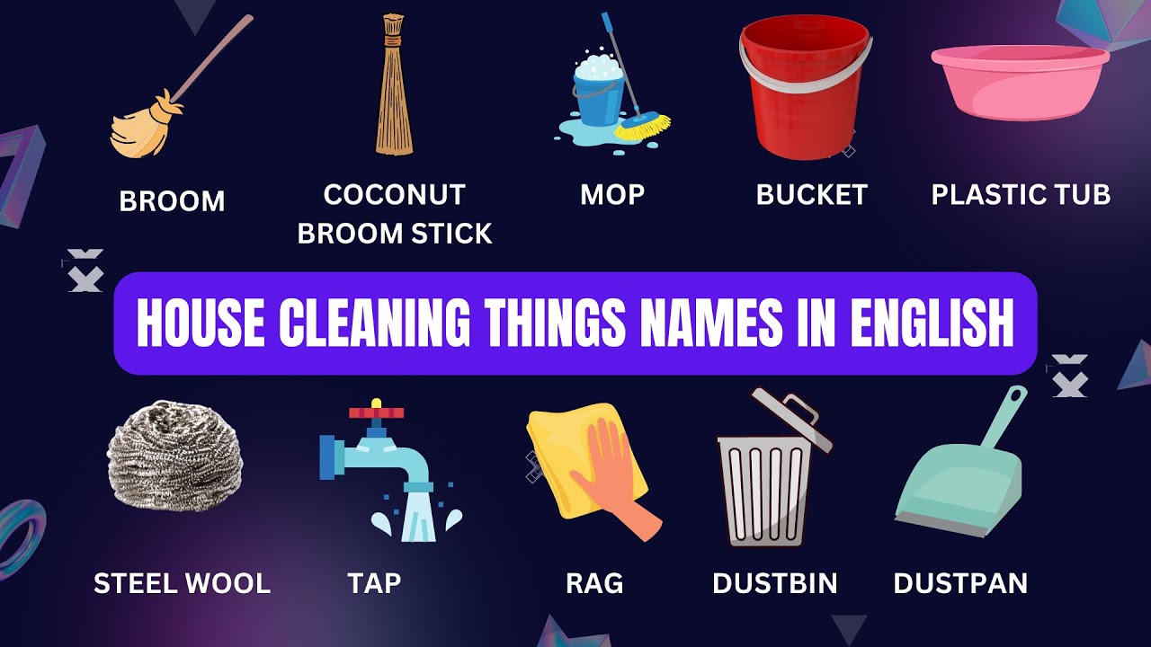 Learn House Cleaning Things Tools Names | Cleaning Supplies | Cleaning Tools Name | Kuku Cartoons