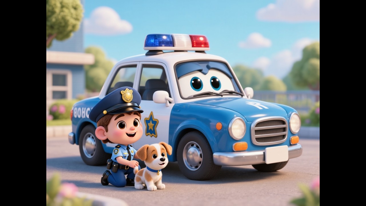 🚓💙 Friendly Little Police Car on Patrol! 💙🚓