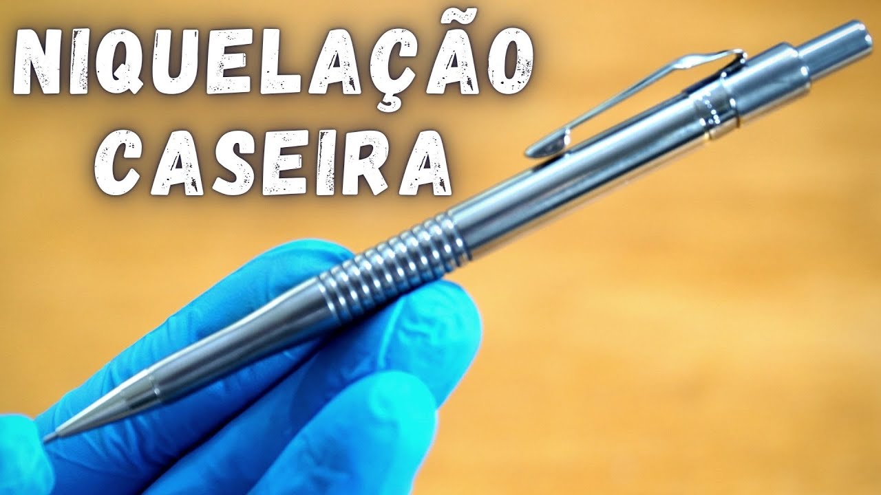 Niquelação caseira , galvanização caseira , banho de níquel na lapiseira Pentel clássica .