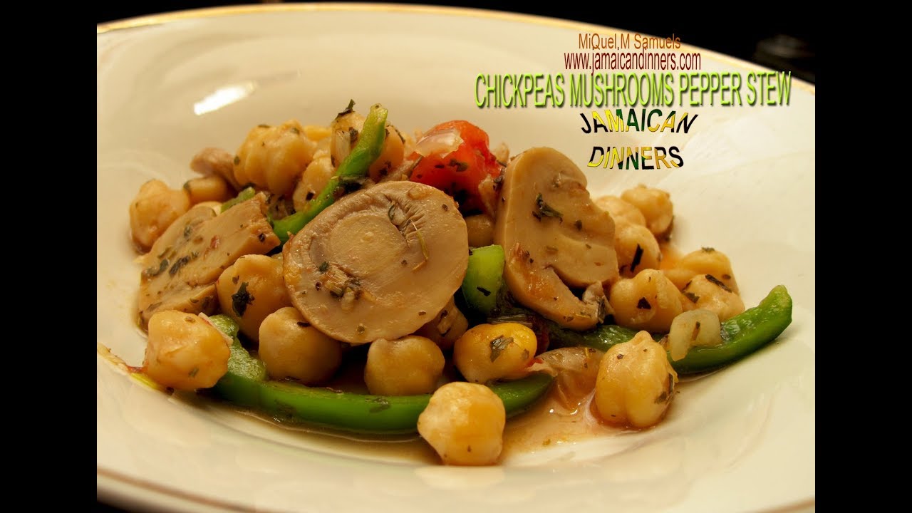 CHICKPEAS MUSHROOMS PEPPER STEW: Italian Americas Vegan Cooking Recipe