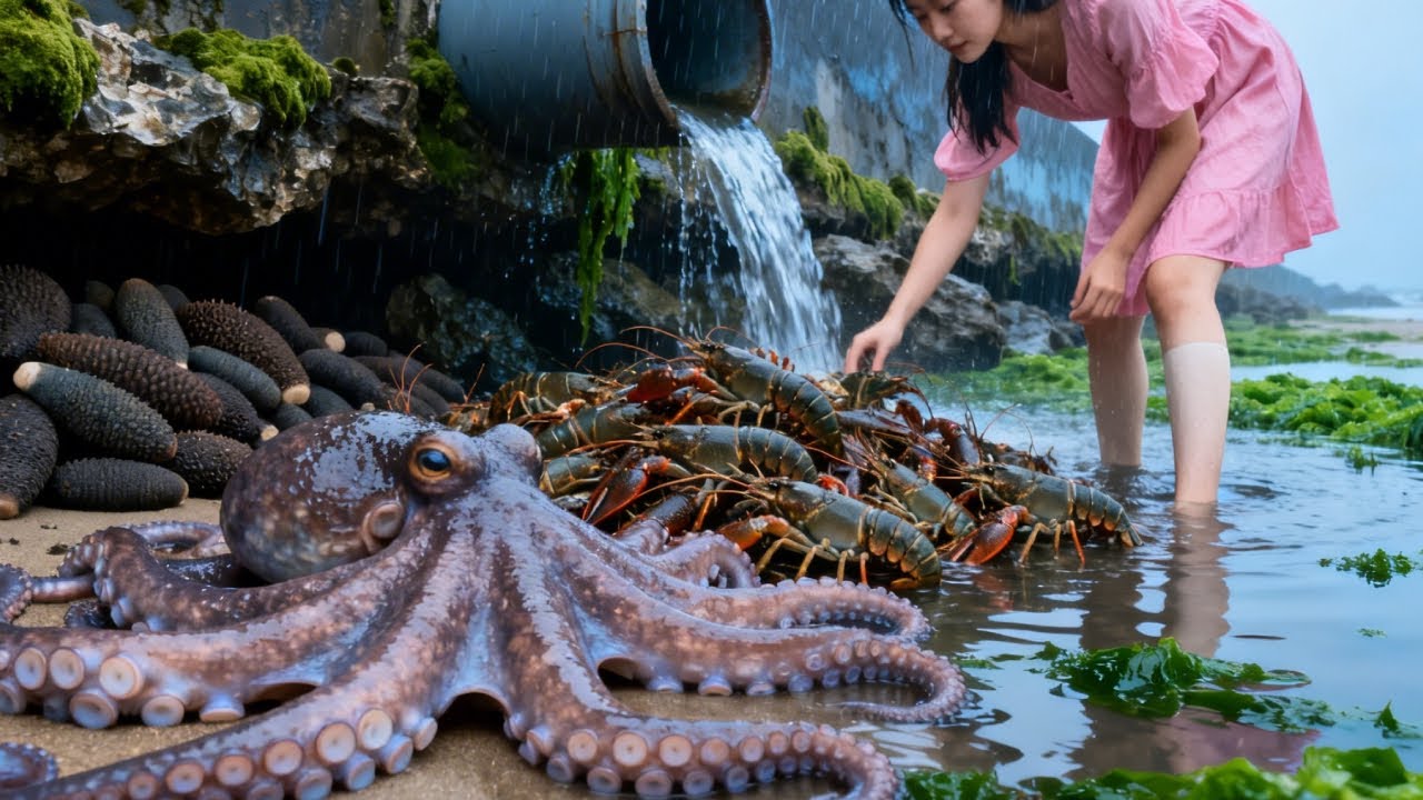 Xiao Zhang Discovered A Juicy Find In The Rocky Area: A Large Number Of Octopuses Feeding.