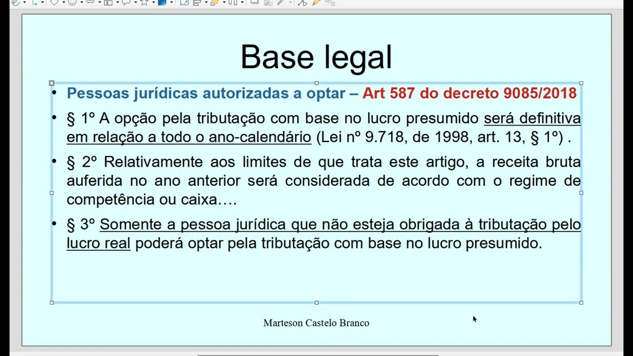 O que é o regime Lucro Presumido? Baixe os slides