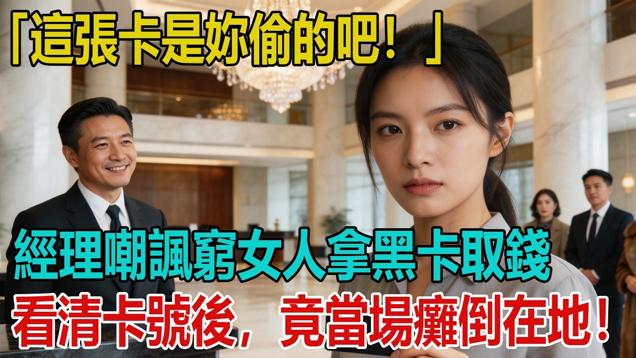 「這張卡是妳偷的吧！」銀行經理嘲諷窮女人拿黑卡取錢，不料看見卡號後，嚇得當場癱倒！｜小婷說故事