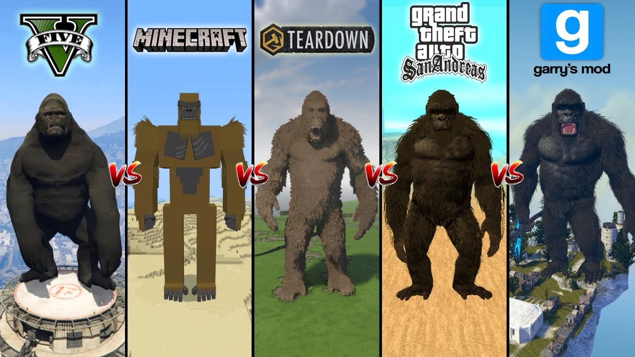 GTA 5 КИНГ КОНГ VS МАЙНКРАФТ VS ТЕАРДОВН VS GTA SA VS GARRYS MOD - ГДЕ ЛУЧШЕ?