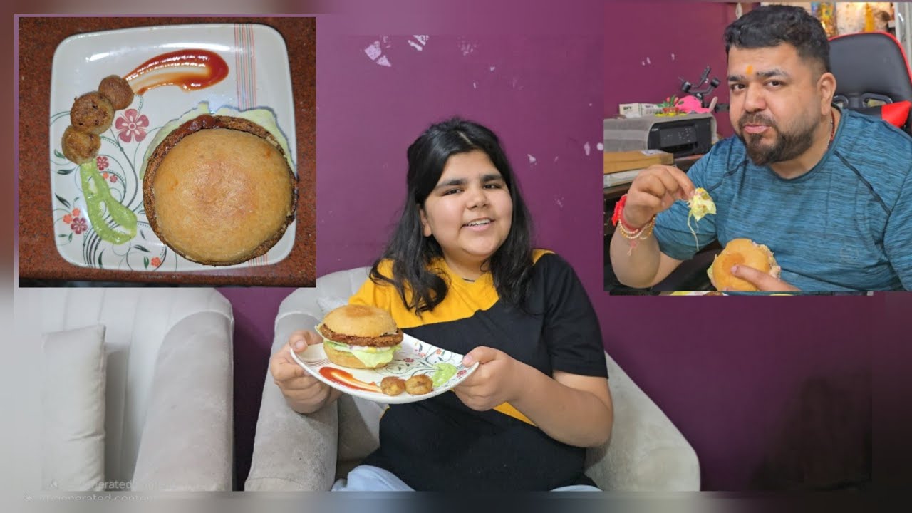 Veronika Ne Banaye Homemade Maharaja  Berger 🍔🍔  Or maine banai yummy chatney 😋
