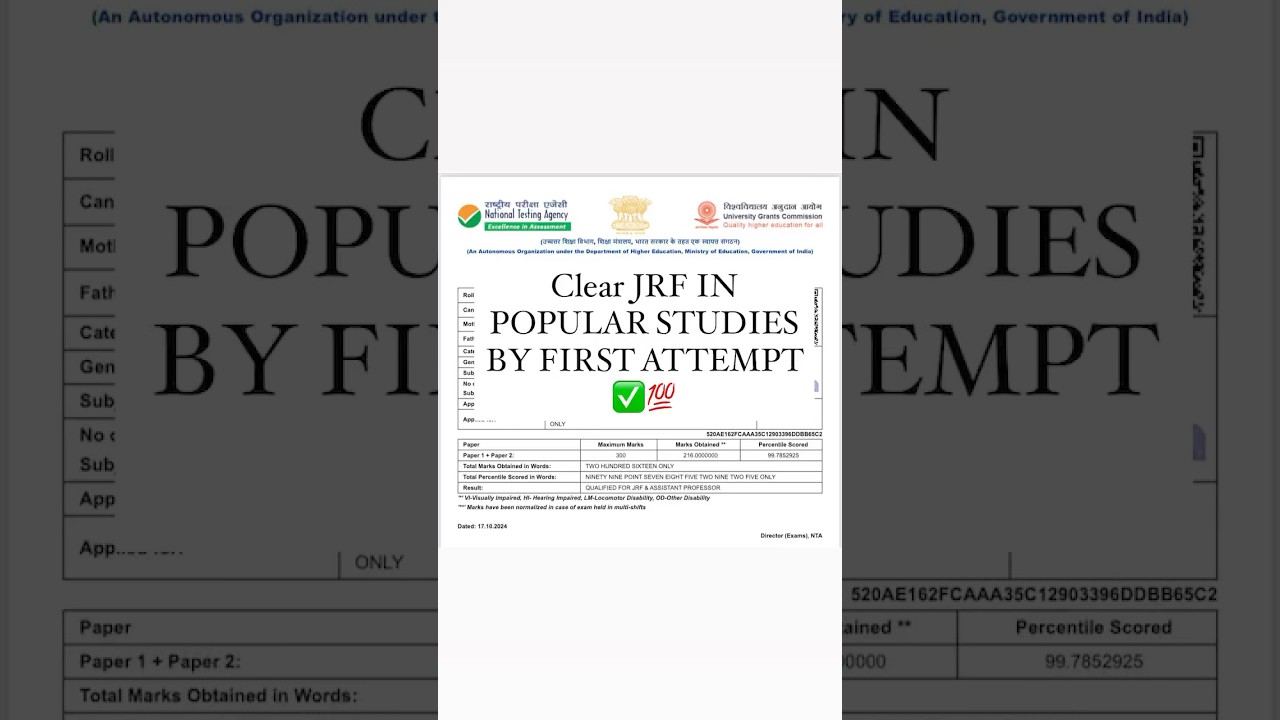 Clear JRF in POPULATION STUDIES by first attempt #shorts #populationstudies