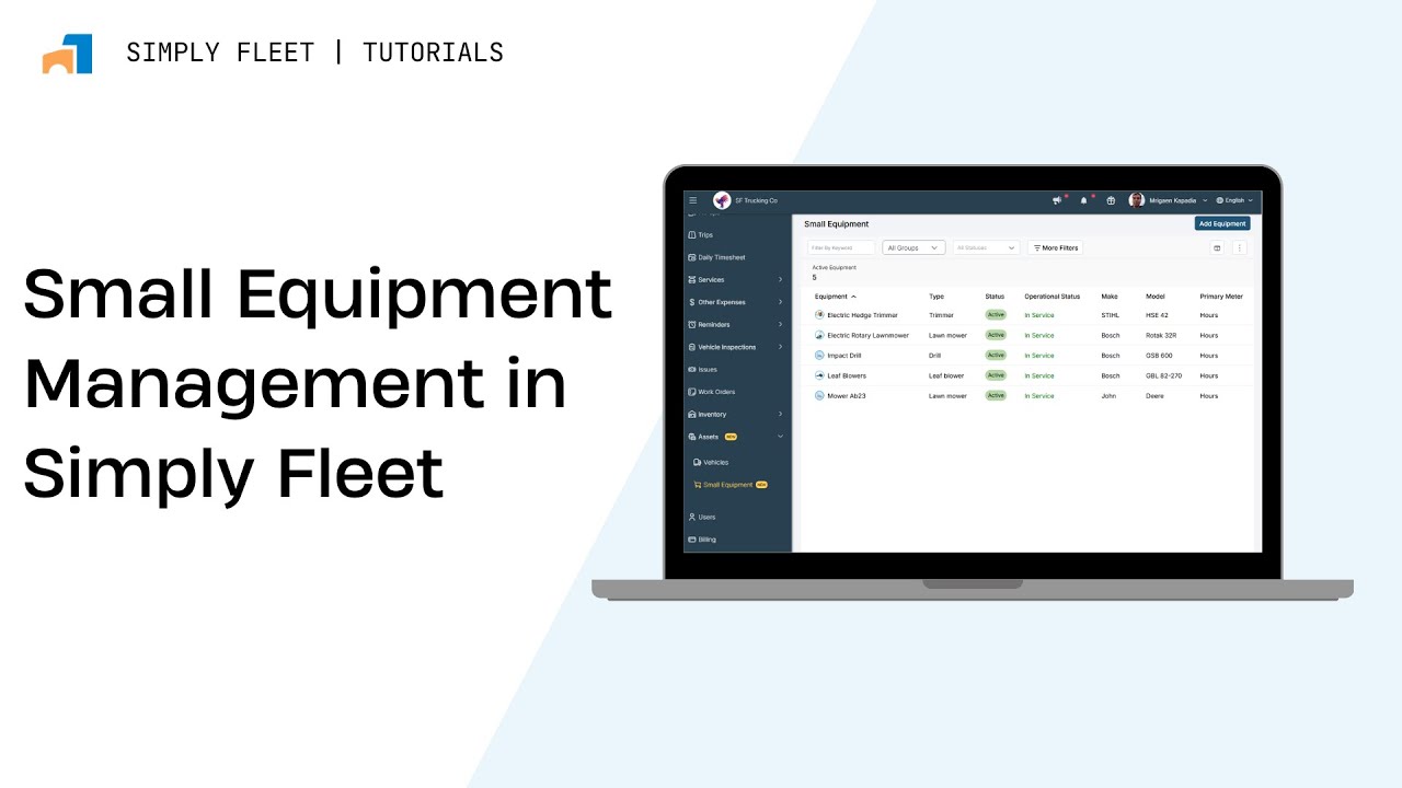 How To Manage Small Tools and Equipment in Simply Fleet | Simplify Tool & Equipment Tracking