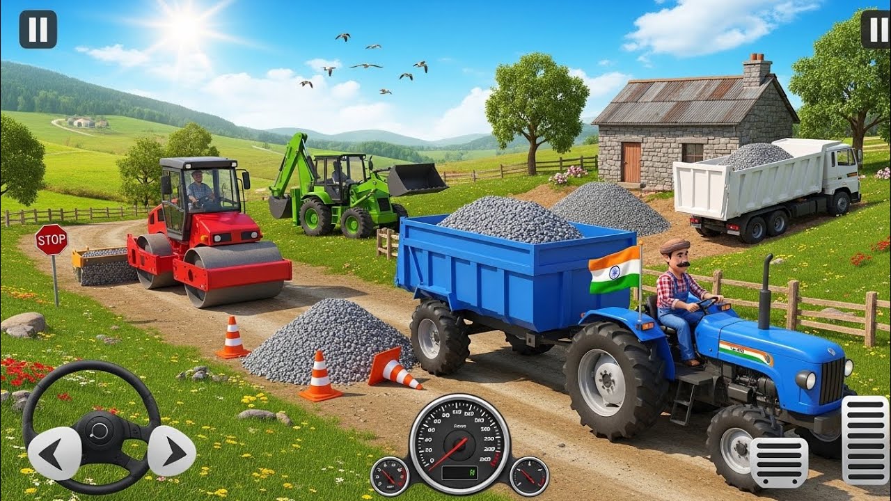 🔴Drive JCB and Uploading 🪨🏗Stone From Dumper🌋Truck in Game#truck #jcb#tractor#dumper#games 0139