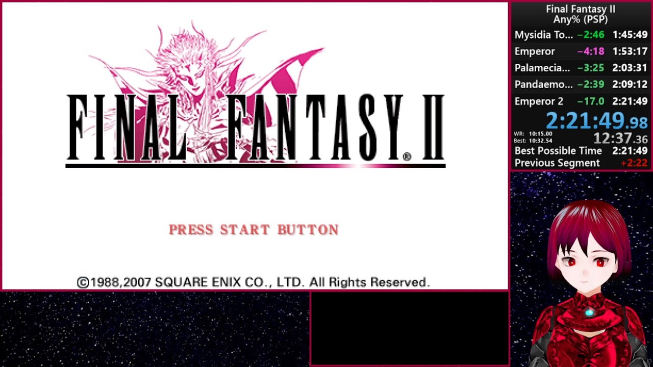 Final Fantasy II PSP any% speedrun - 2:21:49 (WR) (full commentary)