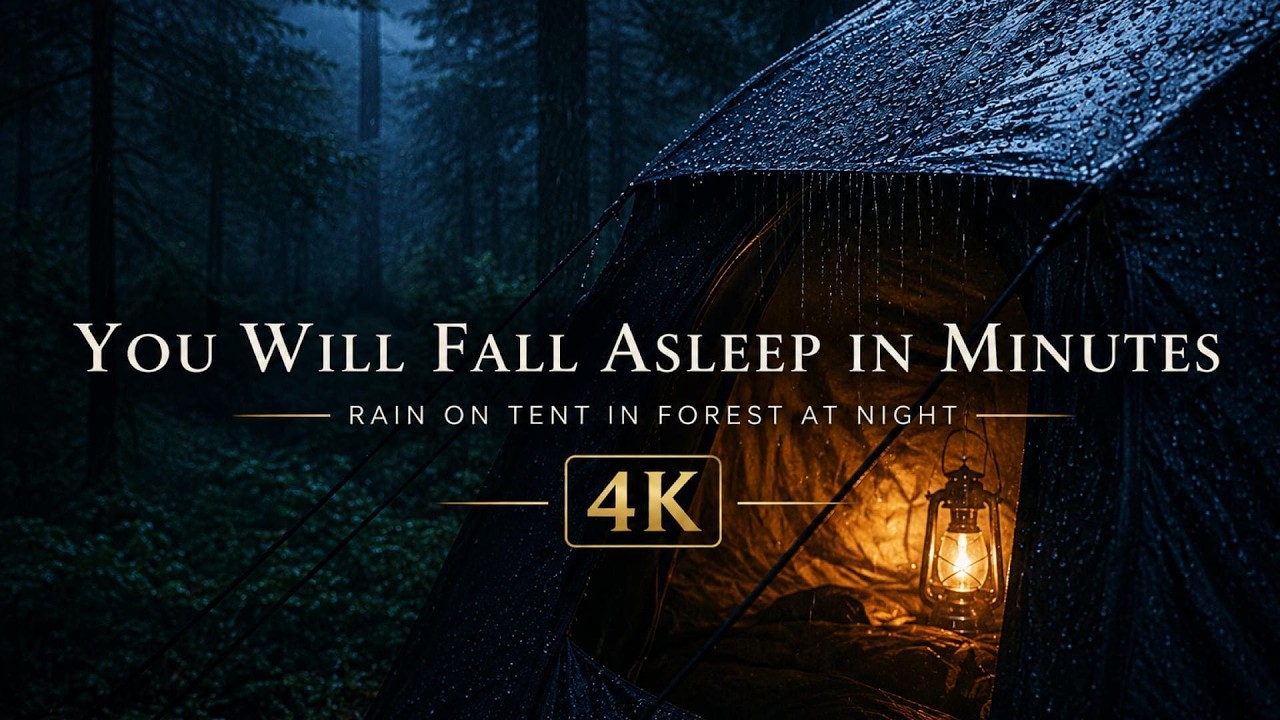 🌧️ Rain on Tent in Forest at Night | 3 Hours Relaxing Rain Sounds for Sleep (4K)