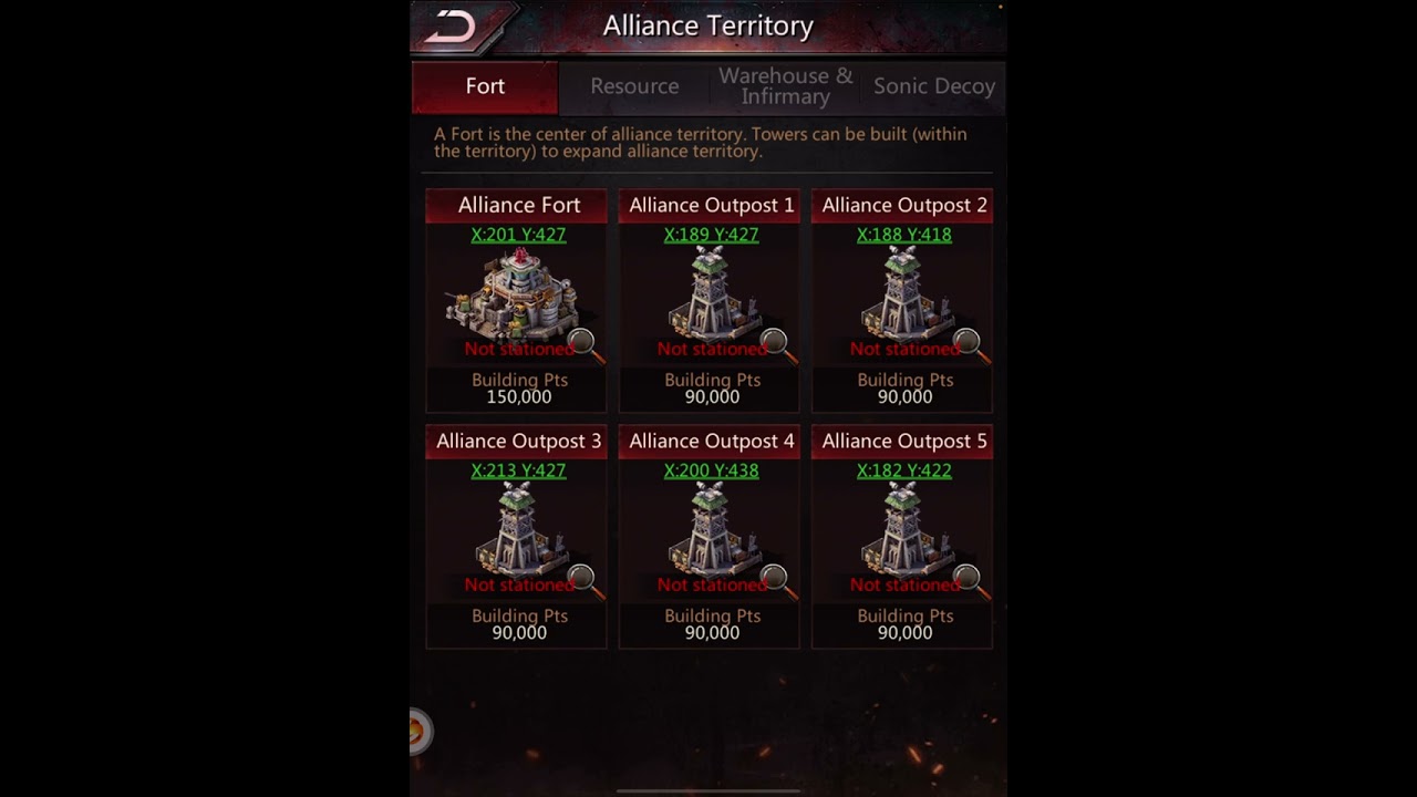 Locating Alliance Buildings in Puzzles and Survival