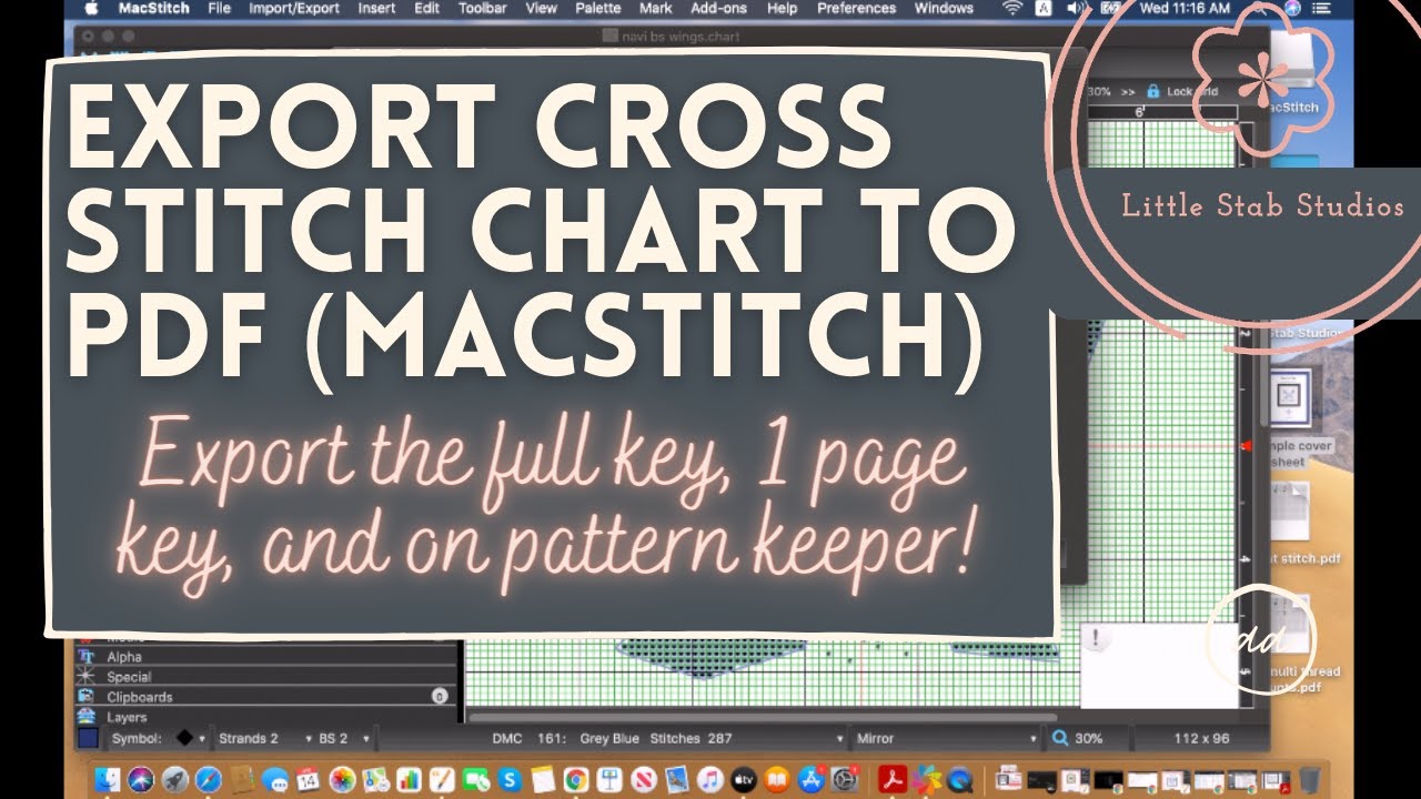 MacStitch or WinStitch Upload Cross Stitch Chart as a PDF (3 ways shown) updated for 2021