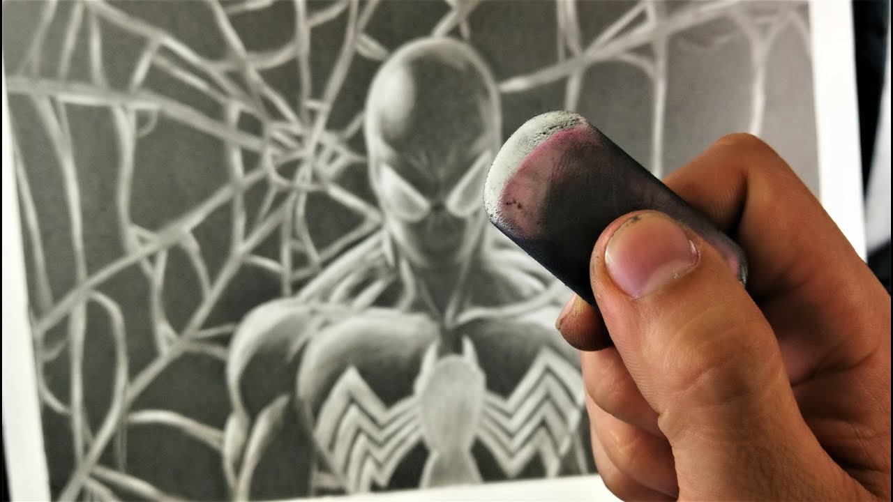 Dibujo solo con GOMA de Borrar RETO | The Eraser Only Art Challenge | DibujAme Un - Spiderman