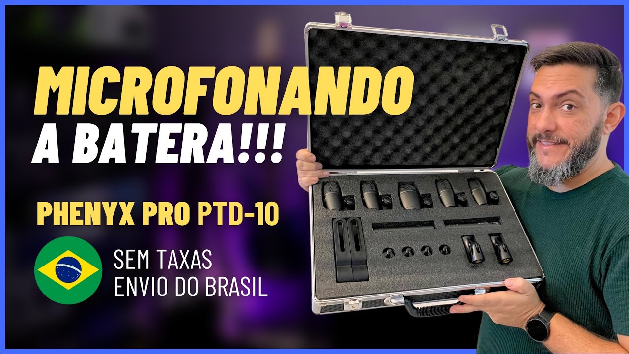 MICROFONAÇÃO DA BATERIA com o Kit da Phenyx PRO PTD-10 Custo x Beneficio (Estoques no Brasil)