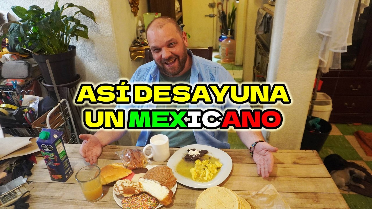 Pruebo desayuno casero totalmente mexicano, huevos, salsa verde, frijoles y pan dulce