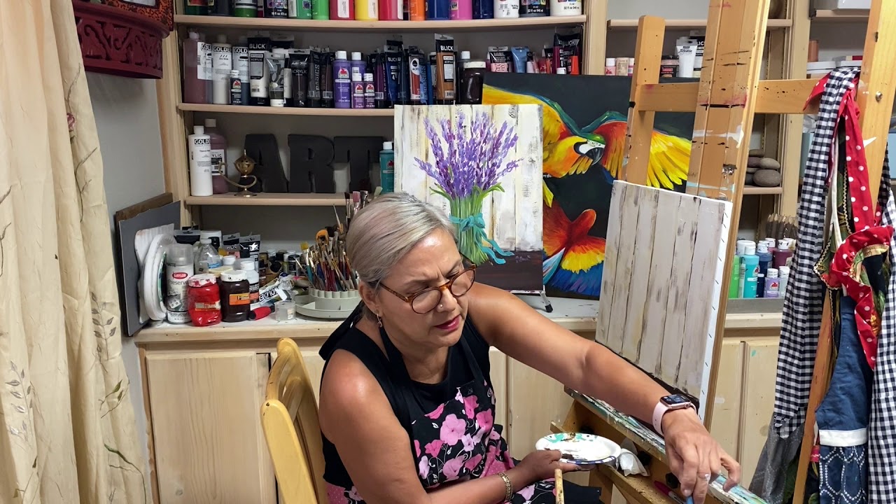 Pintemos flores de Lavanda (Tutorial) Pasó a paso Con Blanca Roa