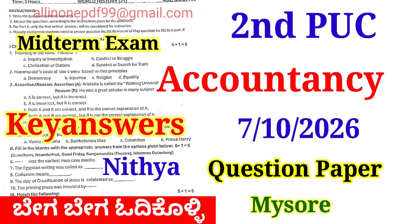 2nd Accountancy Midterm Question Paper 2026 with Answers 