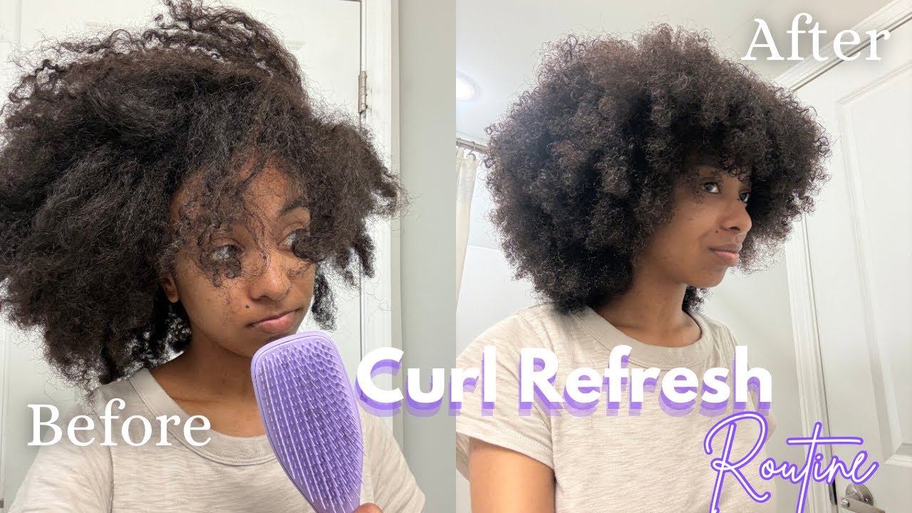 Curly Hair Refresh Routine| *curly afro + defined curls*