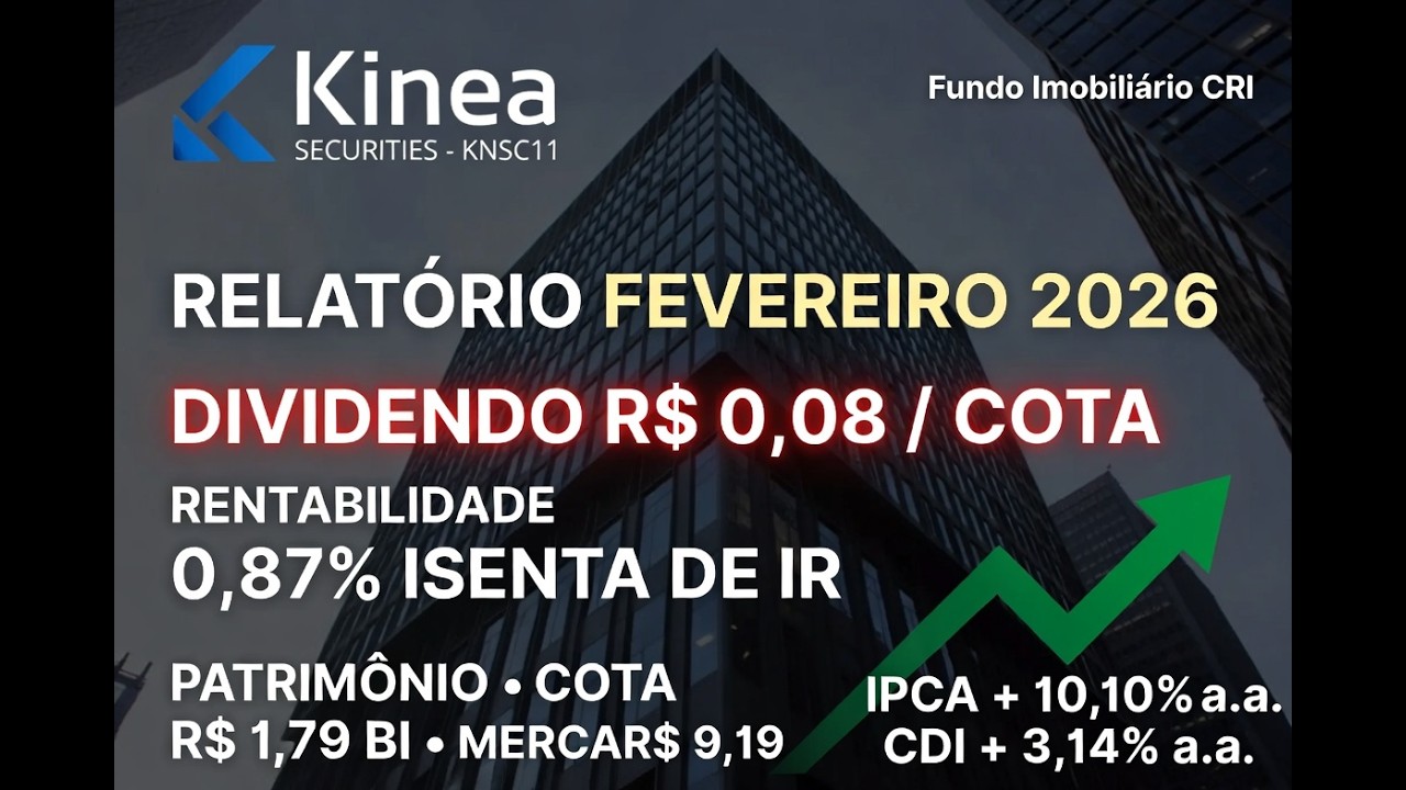 KNSC11 PAGA R$ 0,08 POR COTA! 0,87% no M&ecirc;s &bull; Relat&oacute;rio Fevereiro 2026