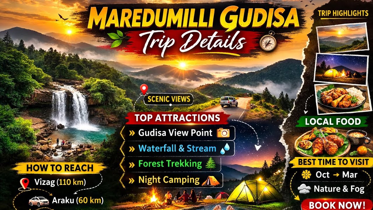 Gudisa trip details🛖 🛣️🧳🏞️in maredumilli #gudisa #maredumilli #reach #1million #viral 