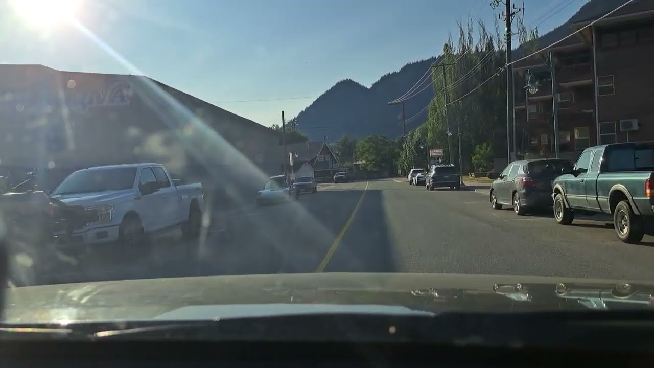 Driving in Sicamous BC neighborhood, Canada
