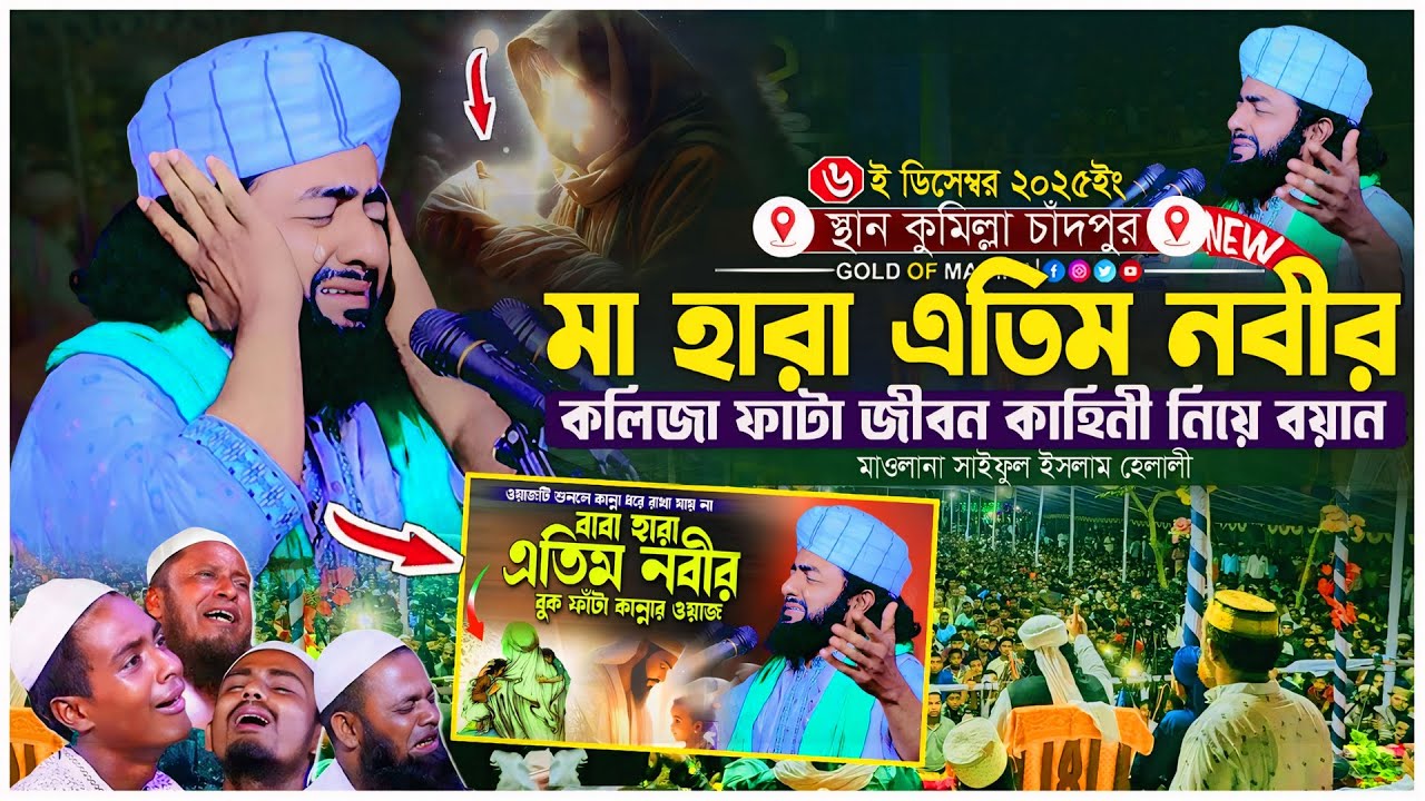 হেলালী হুজুরের কান্নার শ্রেষ্ঠ ওয়াজ । মা হারা এতিম নবীর জীবনী । মাওলানা সাইফুল ইসলাম হেলালী ওয়াজ