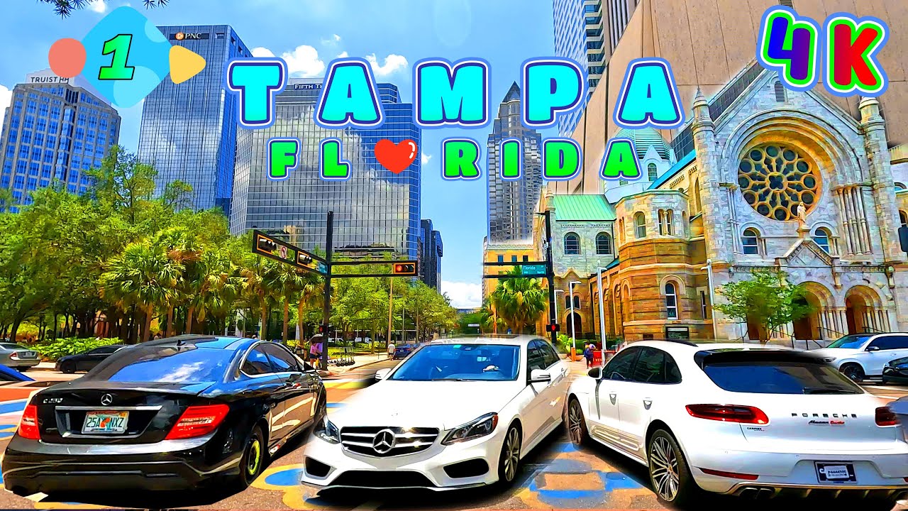Tampa Drive on a Cloudy Saturday Part 1, Florida USA 4K - UHD