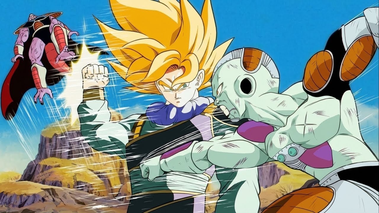 Goku arrives before Trunks and defeats Frieza and King Cold – Dragon Ball Z.