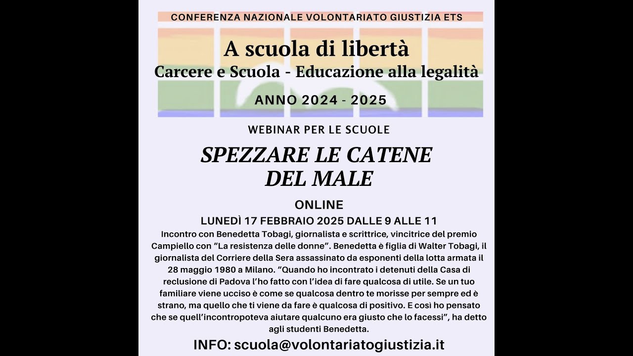 SPEZZARE LE CATENE DEL MALE. INCONTRO CON BENEDETTA TOBAGI 17. 2.2025