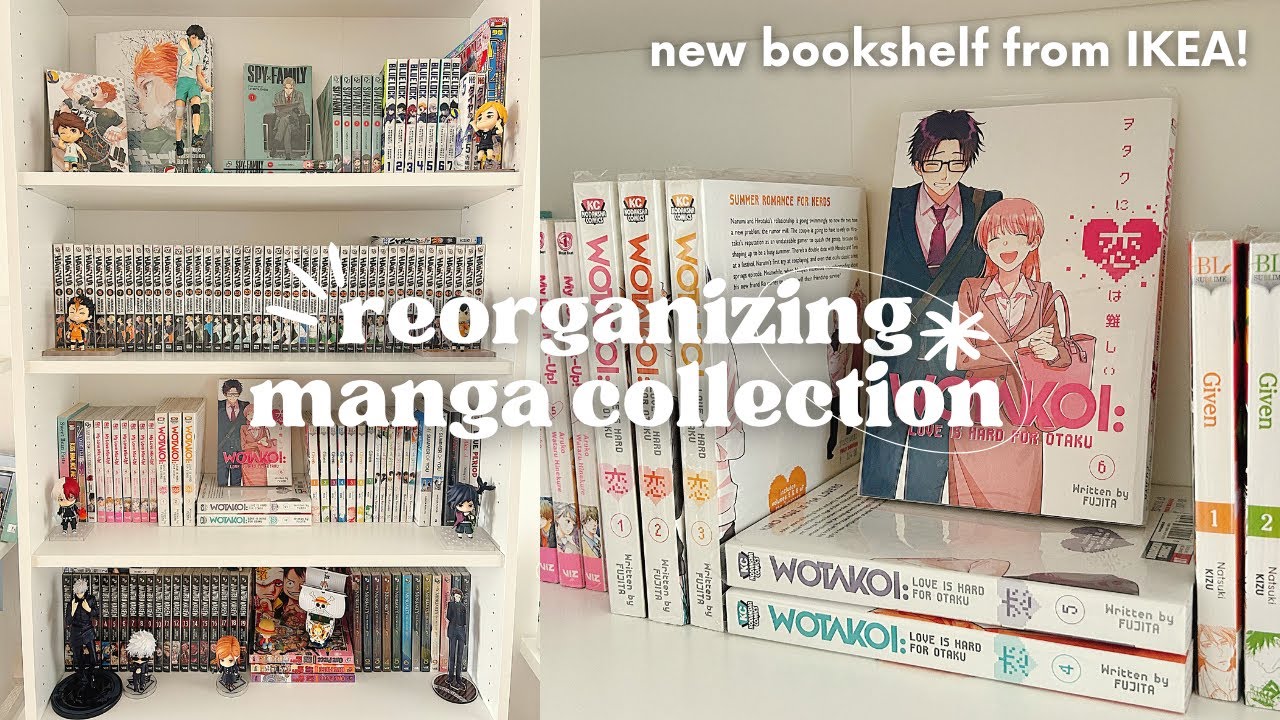 reorganizing my manga collection ૮ ˶ᵔ ᵕ ᵔ˶ ა : manga haul + new shelf from ikea!