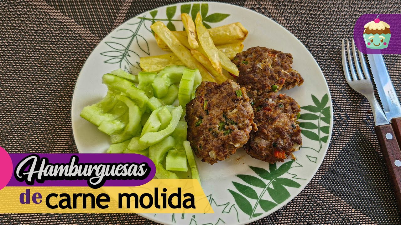 HAMBURGUESAS de carne molida Y PAPAS FRITAS en Air Fryer o freidora de aire