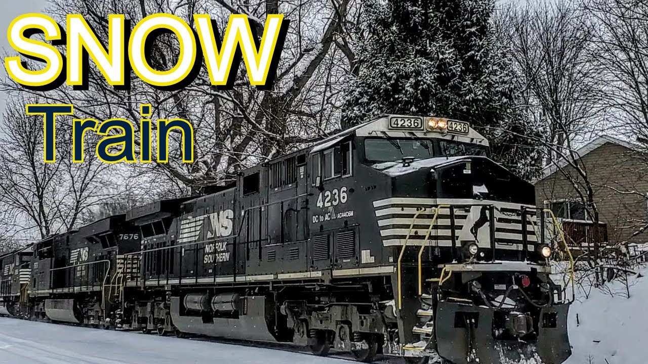 WINTER TRAINS - Long Freight Train In The Snow With DPU