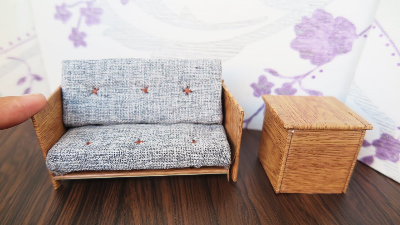 How To Make Dollhouse Sofa  -  DIY Miniature Furniture /  Easy Crafts