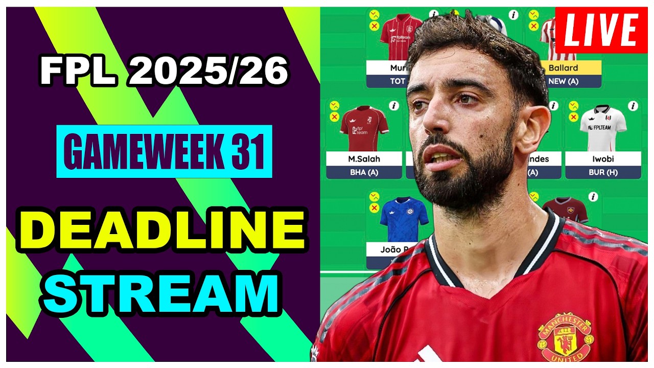 FPL Blank Gameweek 31: DEADLINE STREAM | Best Free Hit Team | Fantasy Premier League Tips 2025/26