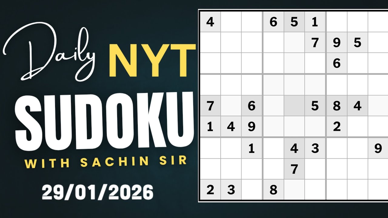 Today 29th January New York USA Singapore UK Canada times hard Sudoku puzzle solution well explained