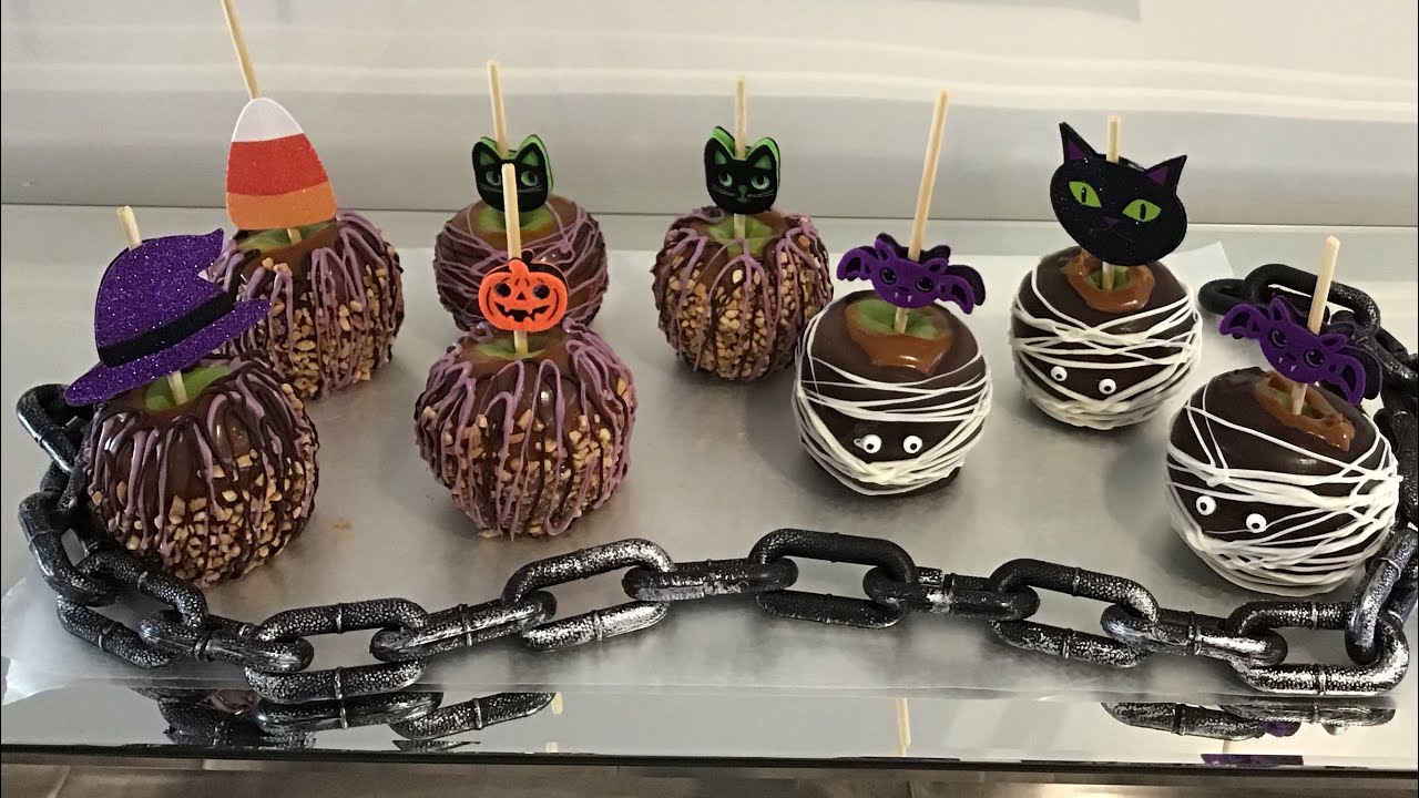 Manzanas con caramelo y chocolate para Halloween