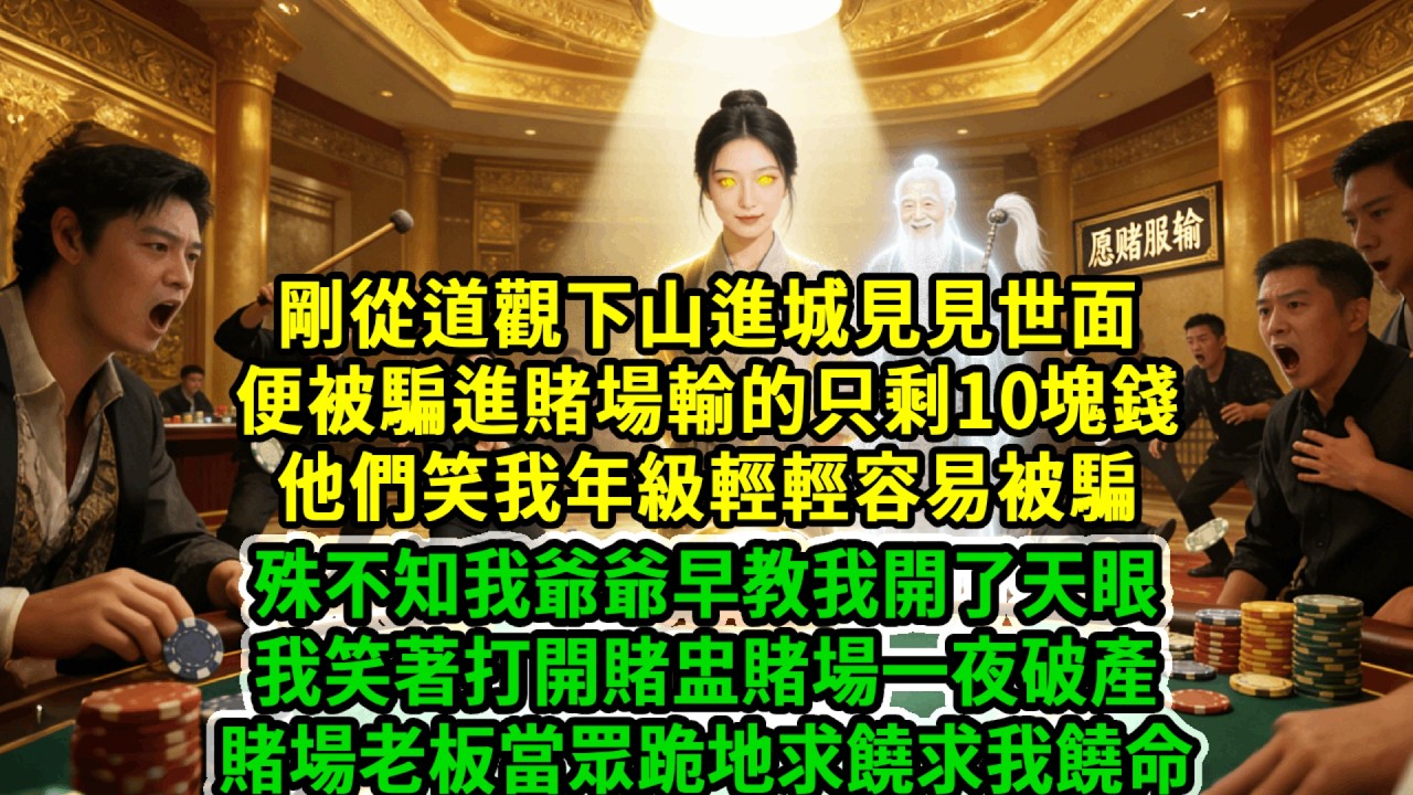剛從道觀下山進城見見世面，便被騙進賭場輸的只剩10塊錢，他們笑我年級輕輕容易被騙，殊不知我爺爺早教我開了天眼，我笑著打開賭盅賭場一夜破產，賭場老板當眾跪地求饒求我饒命！#風起雲湧 #爽文