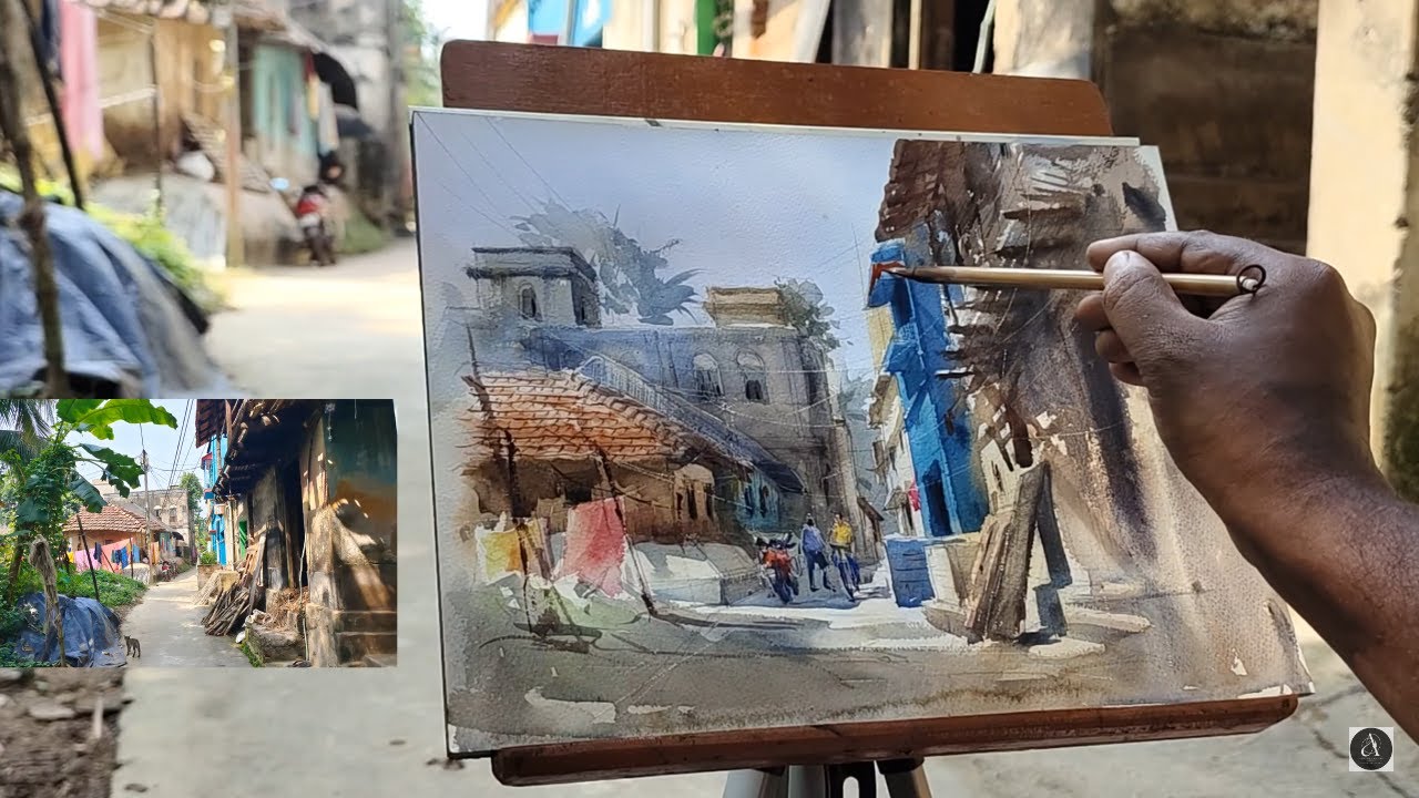 How To Paint Lights and Shadow in the Watercolour Painting/Cityscape/Achintya Hazra/Day-50
