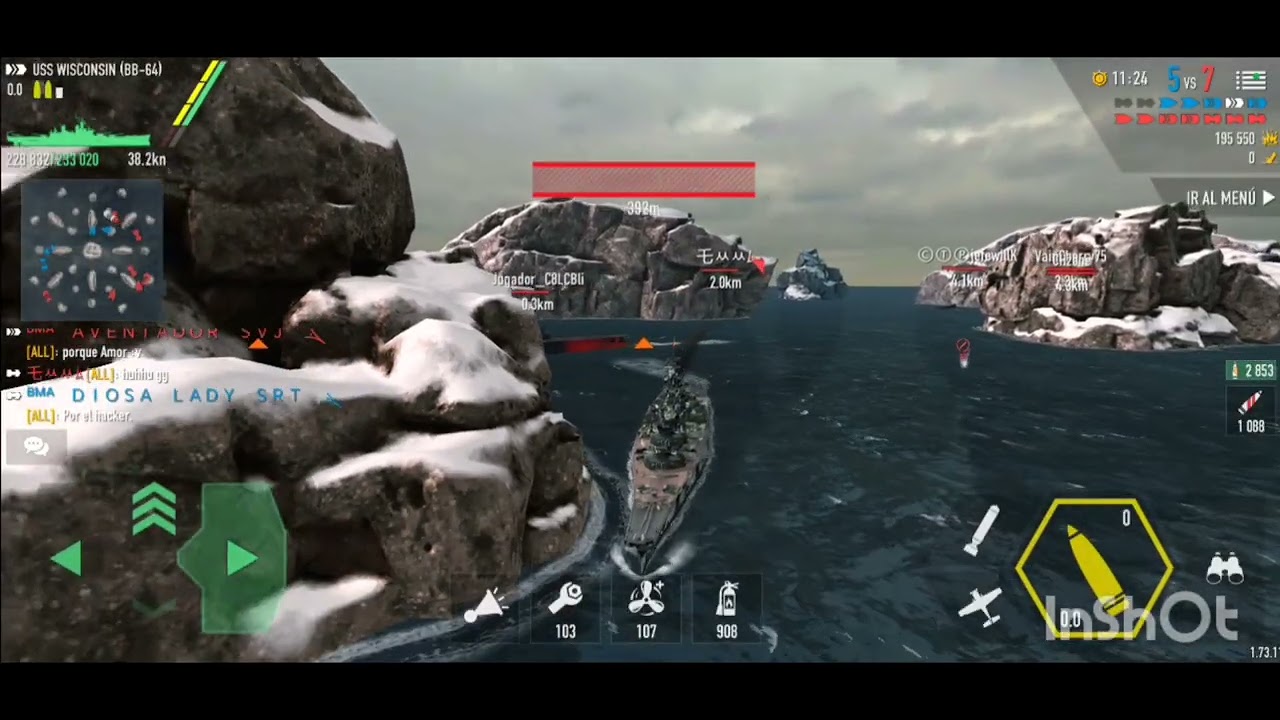  Battle of warships USS Wisconsin I couldn't handle the hacker😭😭