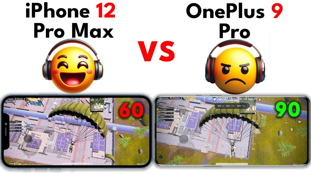 Тест iPhone 12 Pro Max против OnePlus 9 Pro в PUBG 2024 [FPS, нагрев, аккумулятор]