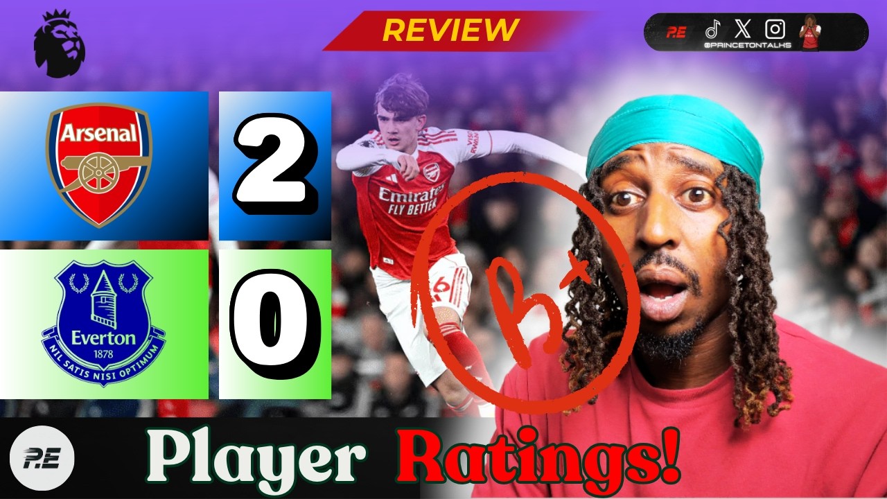 A* AND HE AIN'T EVEN DONE HIS GCSE'S YET! | PLAYER RATINGS | ARSENAL 2- 0  EVERTON